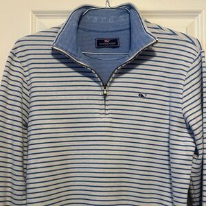 Vineyard Vines Blue Striped 1/4 Zip Pullover